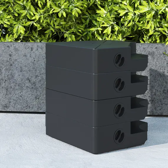 Buy Umbrella Weights for Cantilever Parasols, Set of 4 Heavy Duty Parasol Base Weights, 64kg Sand or 55kg Water Filled, Black, 9 image