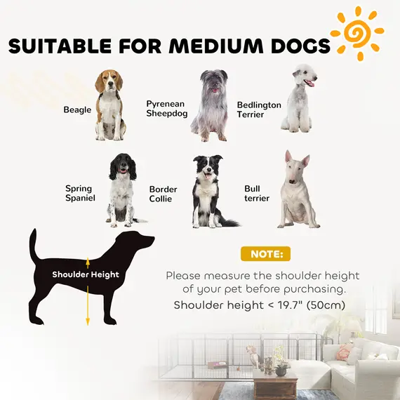 Buy 12 Panels Heavy Duty Dog Playpen with Doors, for Medium Dogs, 80cm High, Black, 7 image