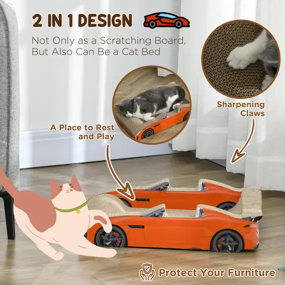 Buy 2 in 1 Cat Scratching Board with Catnip, Car-shaped, 6 image