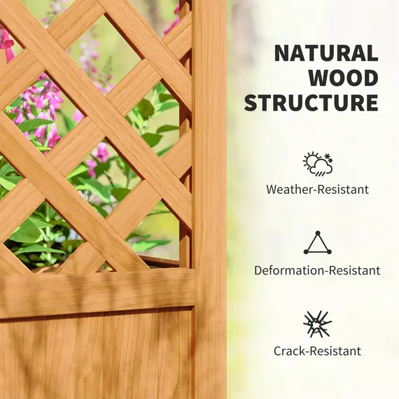 Buy Wooden Raised Garden Bed with Trellis, Liner, Drainage Holes, for Vine Climbing Plants, Flowers, 83 x 36 x 145 cm, 5 image