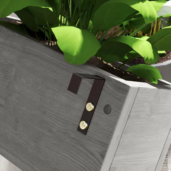 Buy Wall-mounted Wooden Garden Planters with Trellis, Drainage Holes and 3 Planter Boxes for Patio, Grey, 9 image