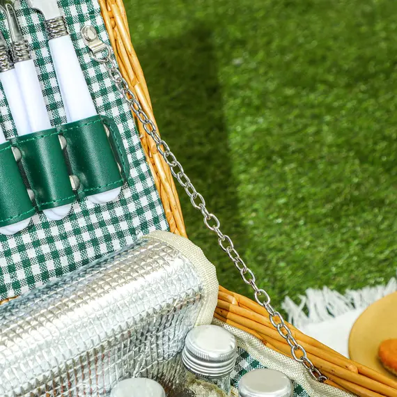 Buy Two-Person Picnic Set, with Wicker Basket, 8 image