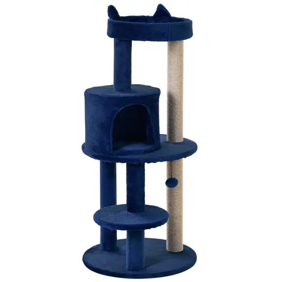 Buy 104 cm Cat Tree, Cat Condo Tree Tower, Cat Activity Centre with Scratching Posts, Plush Perches, Hanging Ball - Blue