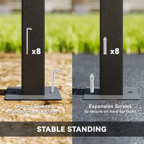 Buy Garden Gazebo with Extendable Awning and Wheels, UPF30+ Outdoor Metal Gazebo Canopy Shelter for BBQ, Event, Party, 6 image