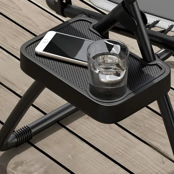 Buy Zero Gravity Lounger Chair Set of 2, Folding Reclining Patio Chair with Padded Seat, Cup Holder, Soft Cushion and Headrest for Poolside, Camping, Grey, 9 image