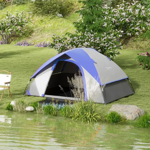 Buy Two Man Single Room Dome Tent, with Accessories - Dark Blue/Grey, 2 image