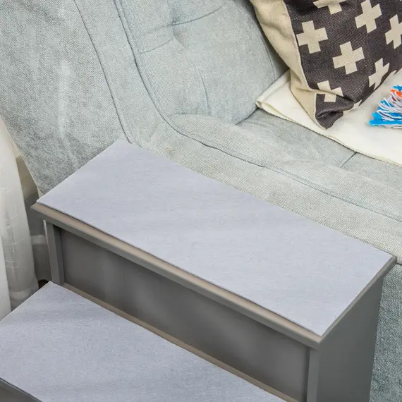 Buy 4 Step Wooden Dog Steps Pet Stairs for Dogs, Cat Ladder for Bed Couch with Non-Slip Carpet 40 x 59 x 54.2 cm, Grey, 7 image