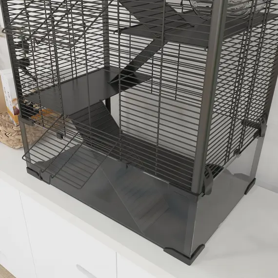 Buy 4 Tiers Hamster Cage with Deep Tempered Glass Bottom, Hut, Running Wheel, Food Dish, Water Bottle, 60 x 40 x 80cm, 9 image