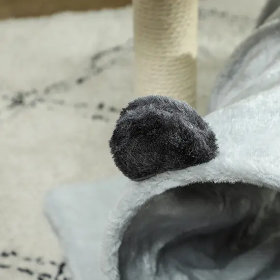 Buy 47cm Small Cat Tree w/ Scratching Post, Bed, Cat Tunnel, Toy Ball, Grey, 9 image
