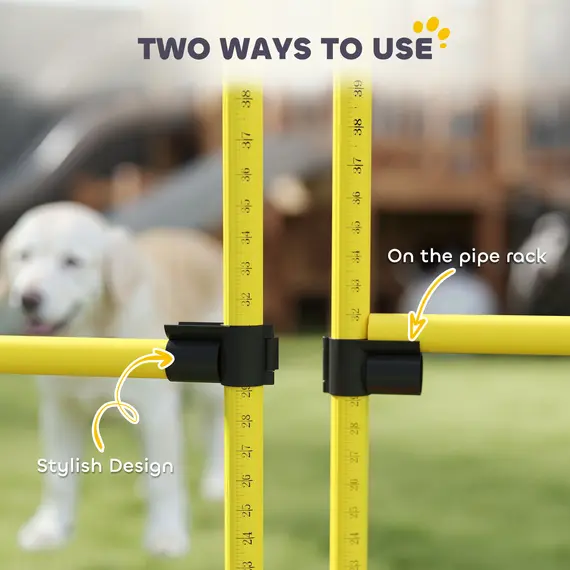 Buy 4 Piece Dog Agility Equipment with 4 Hurdle & Carry Bag for Jump Training, Yellow, 5 image