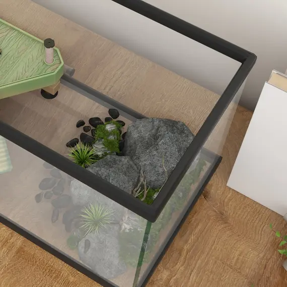 Buy 28L Glass Turtle Tank Aquarium with Basking Platform, Easy Drainage, Strip Patch Thermometer, 9 image