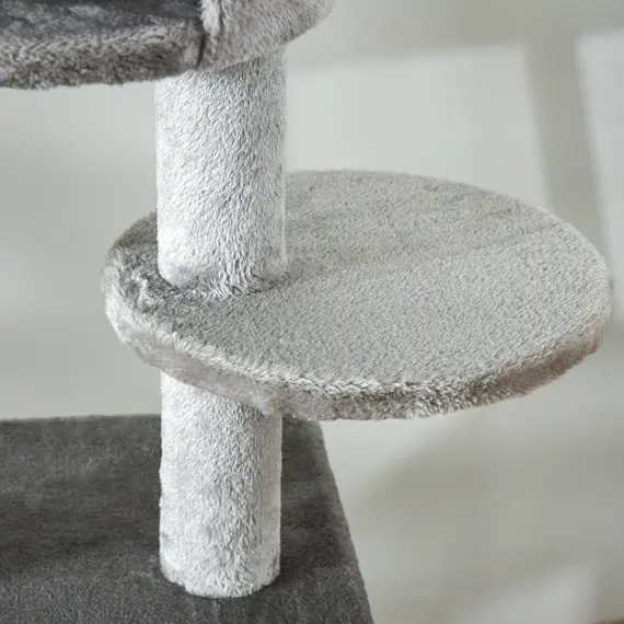 Buy 255cm Floor To Ceiling Cat Tree for Indoor Cats Climber Scratching Post Adjustable Height Play Tower Removable Cover Grey, 8 image