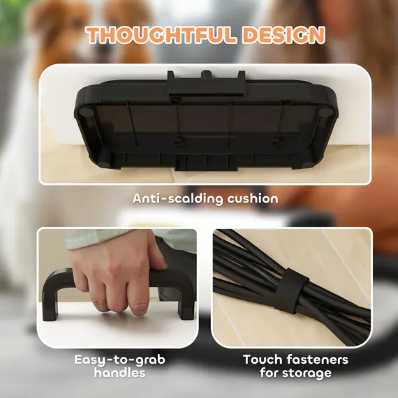 Buy 2200W Dog Hair Dryer with Auto Adjustable Temperature & Airflow, 3 Nozzles, Digital Screen, for Dogs Cats, White, 8 image