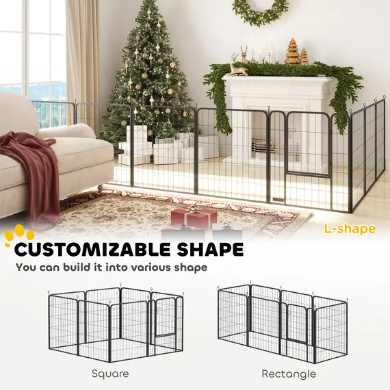 Buy 8 Panels Heavy Duty Dog Playpen with Door Indoor Outdoor, for Large Dogs, 100cm High, 4 image
