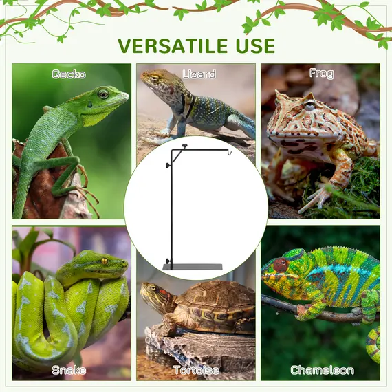 Buy 86-129Hcm Adjustable Height and Length Reptile Lamp Stand Holder with Hook Hanging, Base - Black, 4 image
