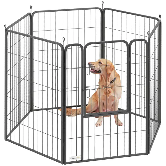 Buy 6 Panels Heavy Duty Dog Playpen with Secure Door, for Indoor Outdoor, for Garden, Camping, 100cm High
