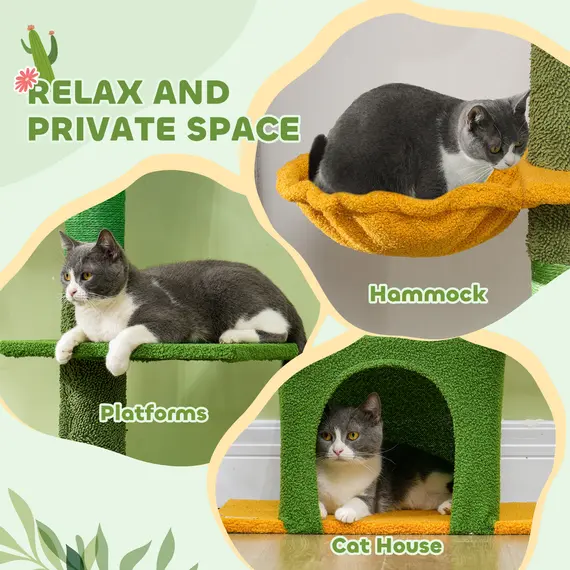 Buy 230-275cm Floor-to-Ceiling Adjustable Cat Tree with Scratching Posts, Hammock, 7 image