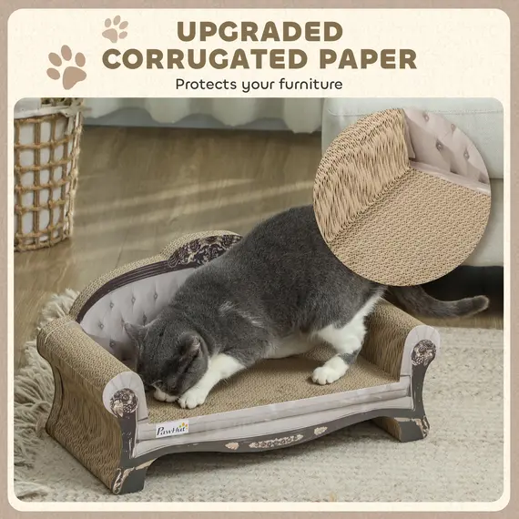 Buy 2-in-1 Cat Scratcher with Organic Catnip for Indoor Cats, 29.5 x 56 x 26cm, Brown, 5 image