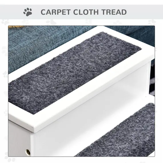 Buy 3 Step Wooden Dog Steps Pet Stairs for Dogs, Cat Ladder for Bed Couch with Storage White, 6 image