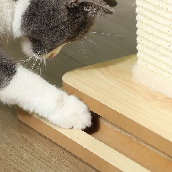 Buy 3-in-1 Cat Scratching Post, 67cm Cat Scratcher w/ Track Ball Toy, Oak Tone, 9 image
