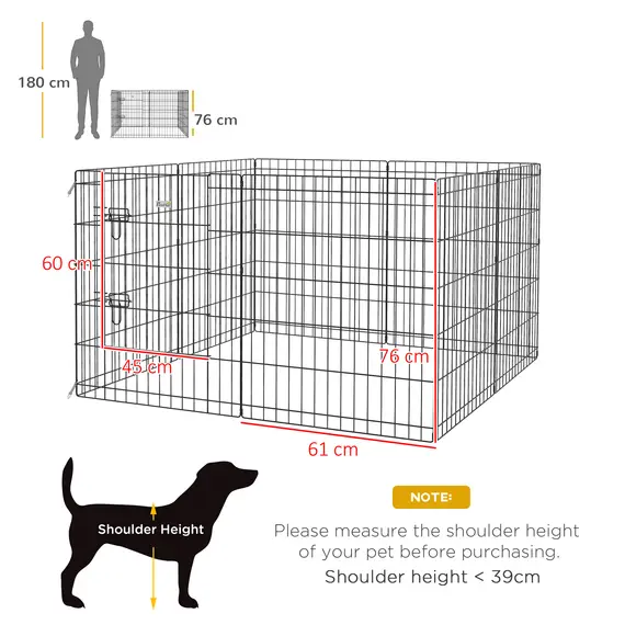 Buy 8 Panel DIY Dog Pen with Door, for Dogs, Small Animals, Indoor/Outdoor Use, 76cm High, 3 image