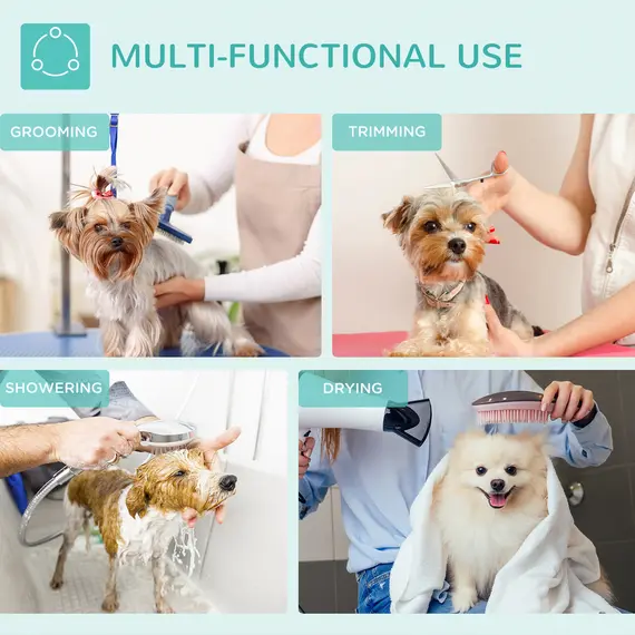 Buy 32" Foldable Dog Grooming Table Pet Drying Beauty Table Adjustable Fixed Arm Rubber Top, Black, 7 image