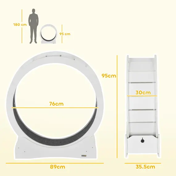 Buy 30" Wooden Cat Running Wheel with Brake, White, 3 image