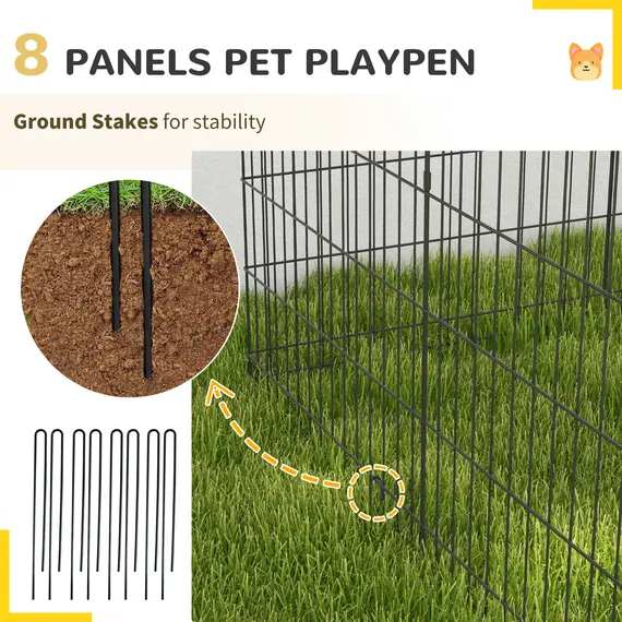 Buy 8 Panel DIY Dog Pen with Door, for Dogs, Small Animals, Indoor/Outdoor Use, 76cm High, 6 image