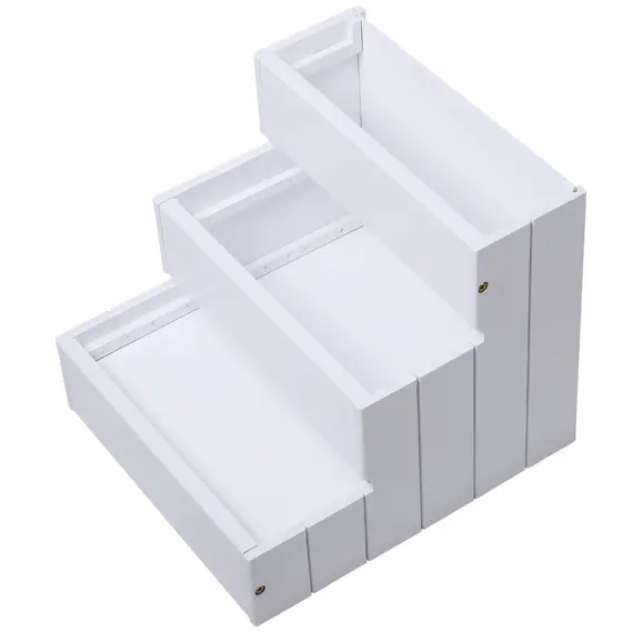 Buy 3 Step Wooden Dog Steps Pet Stairs for Dogs, Cat Ladder for Bed Couch with Storage White, 7 image
