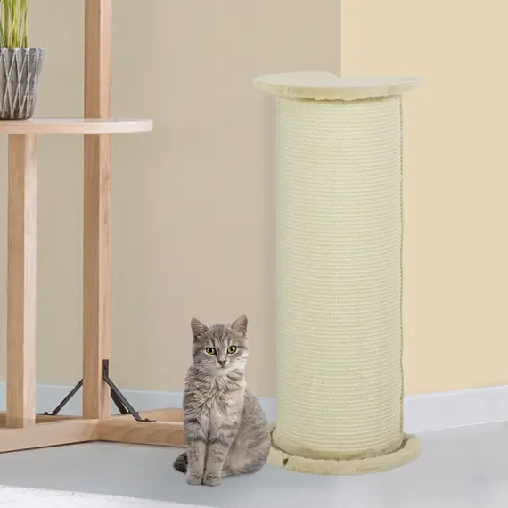 Buy 85cm Tall Cat Scratching Post, with Sisal Rope, Soft Plush, Anti Tip - Beige, 2 image