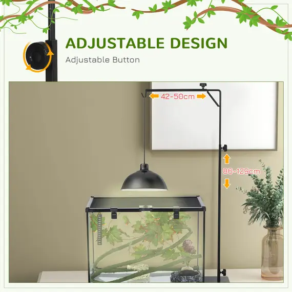 Buy 86-129Hcm Adjustable Height and Length Reptile Lamp Stand Holder with Hook Hanging, Base - Black, 5 image