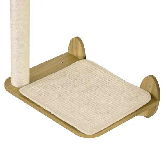 Buy 3PCs Wall-Mounted Cat Shelves, with Jumping Platforms, Hammock, Scratching Post - Oak Tone, 9 image