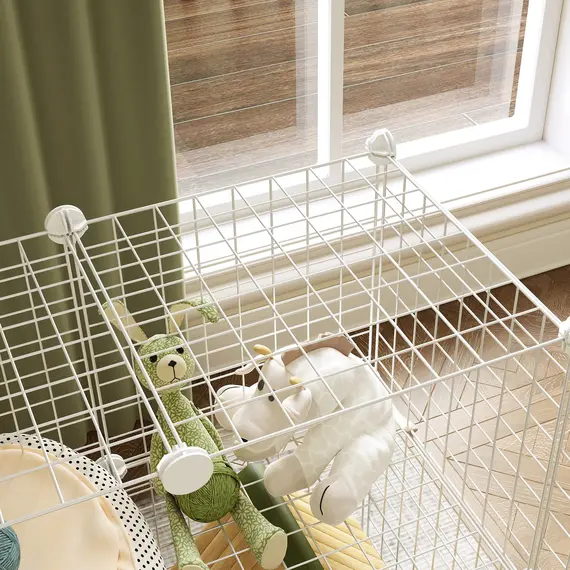 Buy DIY 36 Panel Pet Playpen Metal Wire Fence for Chinchilla, Hedgehog, Bunny, Indoor, Outdoor Use, White, 9 image