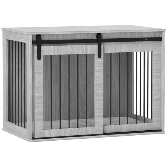 Buy 98cm Dog Crate Furniture with Removable Cushion for Large Dogs - Grey