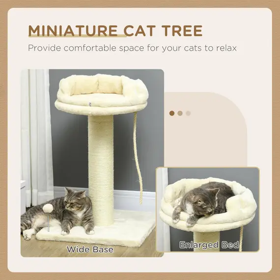 Buy Cat Tree, with Sisal Wrapped Scratching Post - Cream, 4 image