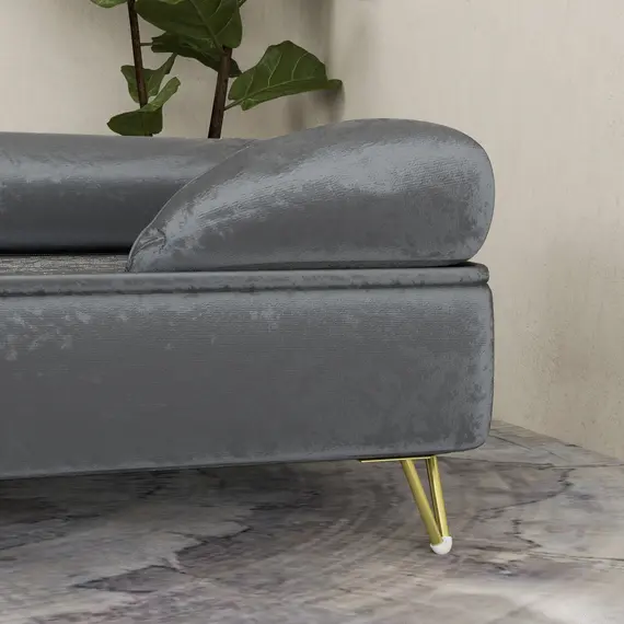Buy Cat Sofa Pet Couch w/ Removable Backrest, Soft Cushion, Washable Cover, for Small and Medium Sized Dogs, Grey, 9 image