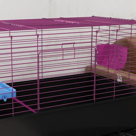 Buy Chinchillas Small Rabbit Guinea Pig Small Animal Cage, Pet Playhouse, with Platform, Ramp, 99 x 52 x 53cm, Black, 8 image