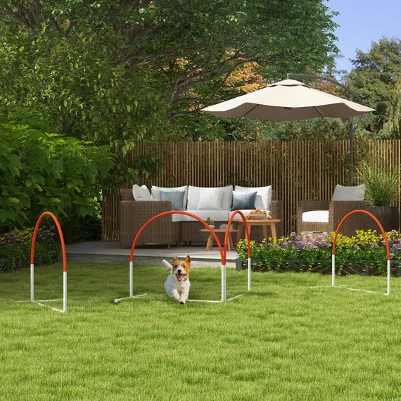 Buy Dog Agility Equipment Set, Dog Agility Training Equipment for Dogs w/ Oxford Carry Bag, 4 PCS Weave Poles Orange, 2 image