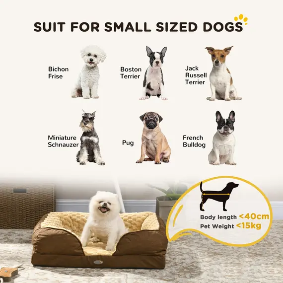 Buy Calming Dog Bed Pet Mattress w/ Removable Cover, Anti-Slip Bottom, for Small Dogs, 70L x 50W x 18Hcm - Brown, 4 image