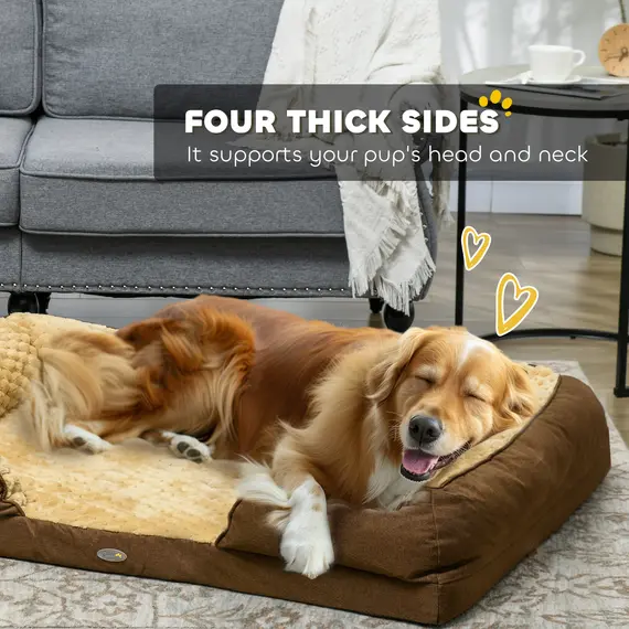 Buy Calming Dog Bed Pet Mattress w/ Removable Cover, Anti-Slip Bottom, for Large Dogs, 120L x 80W x 22Hcm - Brown, 5 image