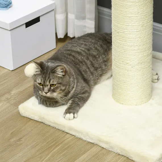 Buy Cat Tree, with Sisal Wrapped Scratching Post - Cream, 9 image