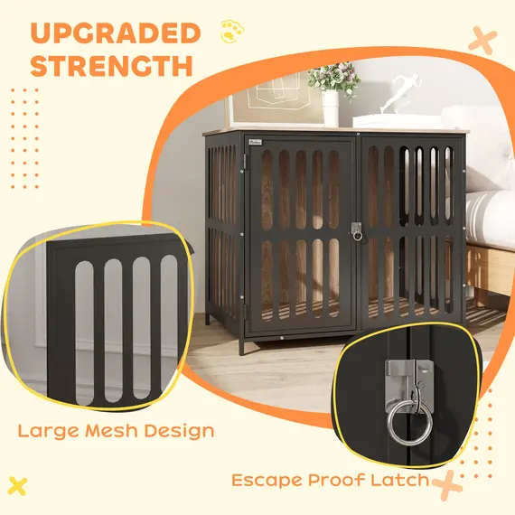 Buy Dog Crate Furniture with Anti-Chew Resistant Mesh, Anti-Escape Single Door, for Medium Dogs, 80 x 55 x 72 cm, 5 image