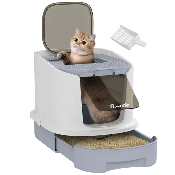 Buy Cat Litter Box with Lid, Scoop, Deodorisation Bags, Top Entry