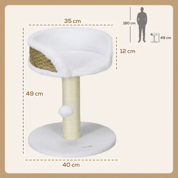 Buy Cat Tree Tower with Scratching Posts, White, 3 image