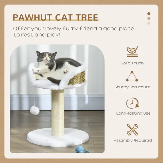 Buy Cat Tree Tower with Scratching Posts, White, 4 image