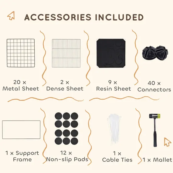 Buy DIY Small Animal Cage with Elevated Huts, C&C Cage for Guinea Pigs, Hedgehogs, Rabbits, 31 Panels, Black, 5 image