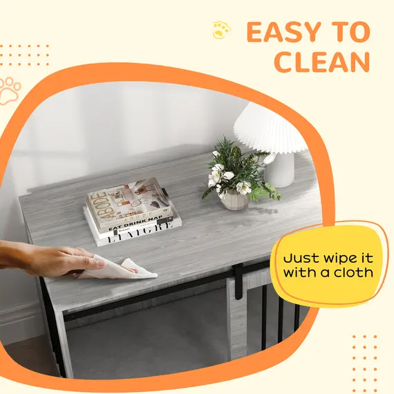Buy 98cm Dog Crate Furniture with Removable Cushion for Large Dogs - Grey, 8 image