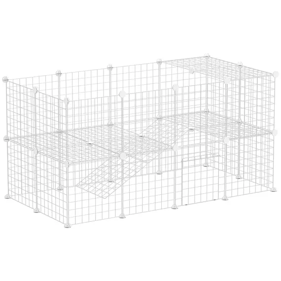 Buy DIY 36 Panel Pet Playpen Metal Wire Fence for Chinchilla, Hedgehog, Bunny, Indoor, Outdoor Use, White
