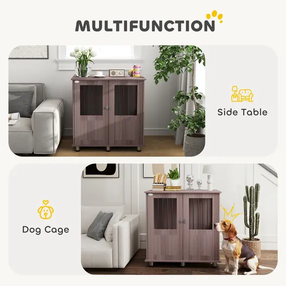 Buy Dog Crate Table for Medium and Large Dogs with Magnetic Door for Indoor Use, 85 x 55 x 75 cm, Purple, 4 image