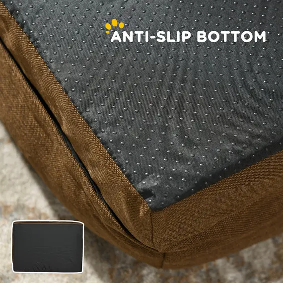 Buy Calming Dog Bed Pet Mattress w/ Removable Cover, Anti-Slip Bottom, for Medium Dogs, 90L x 69W x 21Hcm - Brown, 7 image